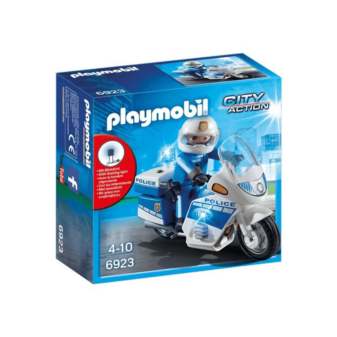 Playmobil - Μοτοσικλέτα Αστυνομίας Με Φάρο Που Αναβοσβήνει