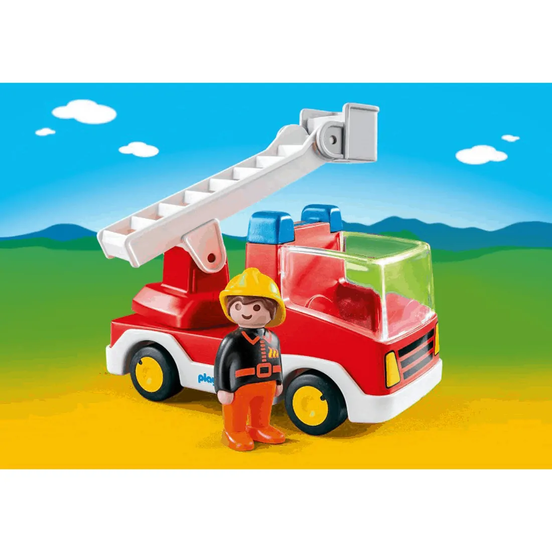 Playmobil - Πυροσβέστης Με Κλιμακοφόρο Όχημα