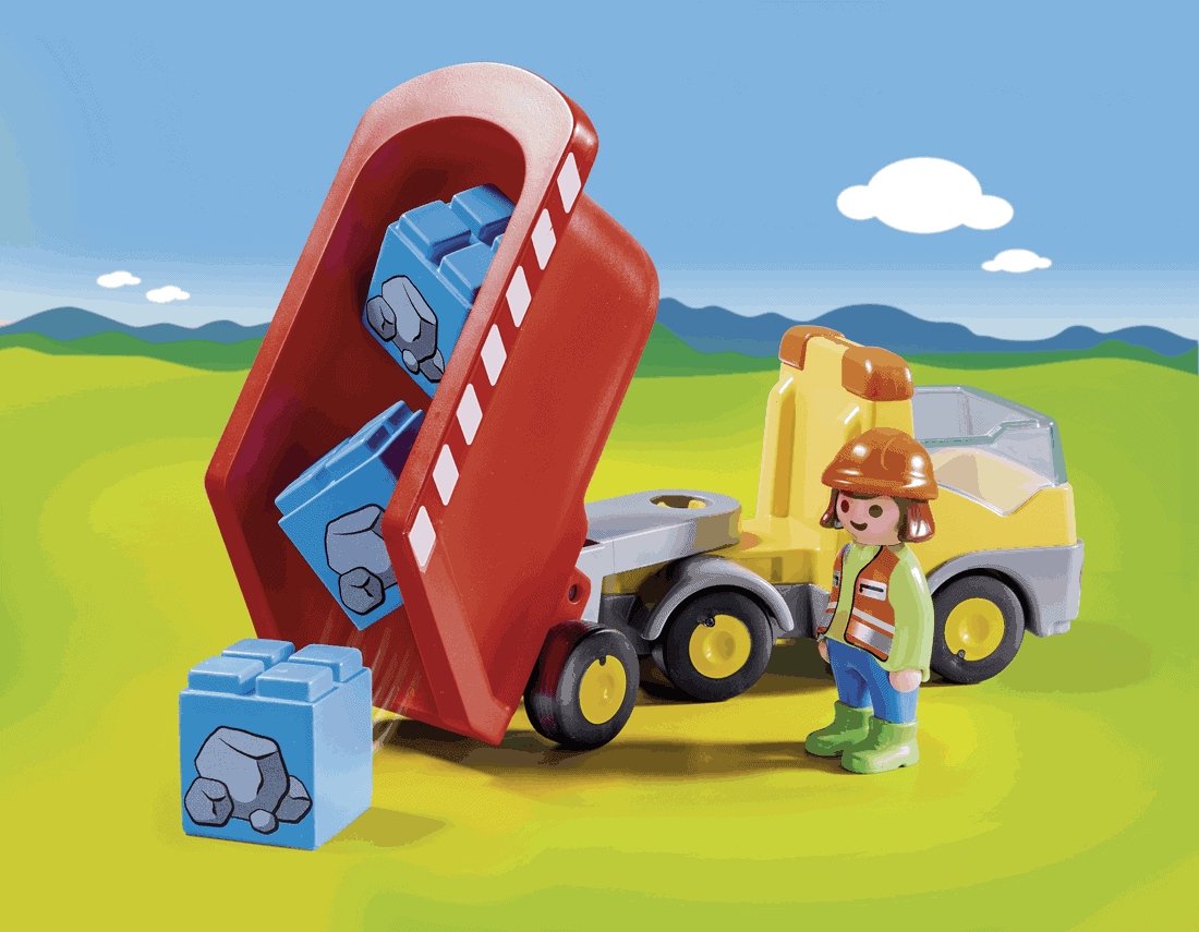 Playmobil - Ανατρεπόμενο Φορτηγό Με Εργάτη