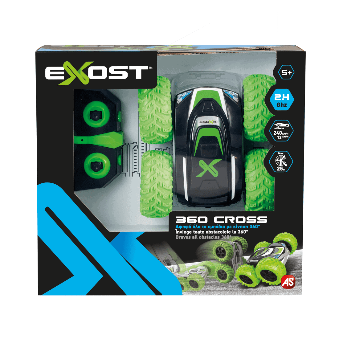 Τηλεκατευθυνόμενο Αυτοκίνητο Exost R/C 1:18 360 Cross - Μαύρο Με Πράσινες Ρόδες