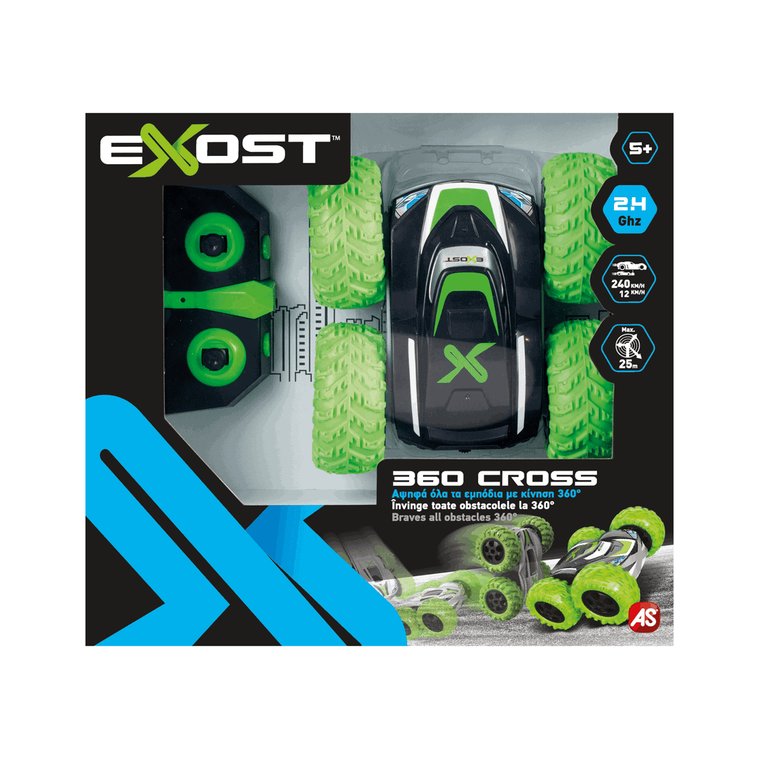 Τηλεκατευθυνόμενο Αυτοκίνητο Exost R/C 1:18 360 Cross - Μαύρο Με Πράσινες Ρόδες