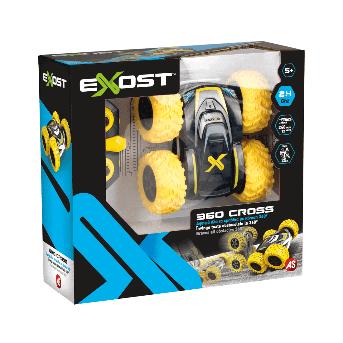 Τηλεκατευθυνόμενο Αυτοκίνητο Exost R/C 1:18 360 Cross - Μαύρο Με Κίτρινες Ρόδες