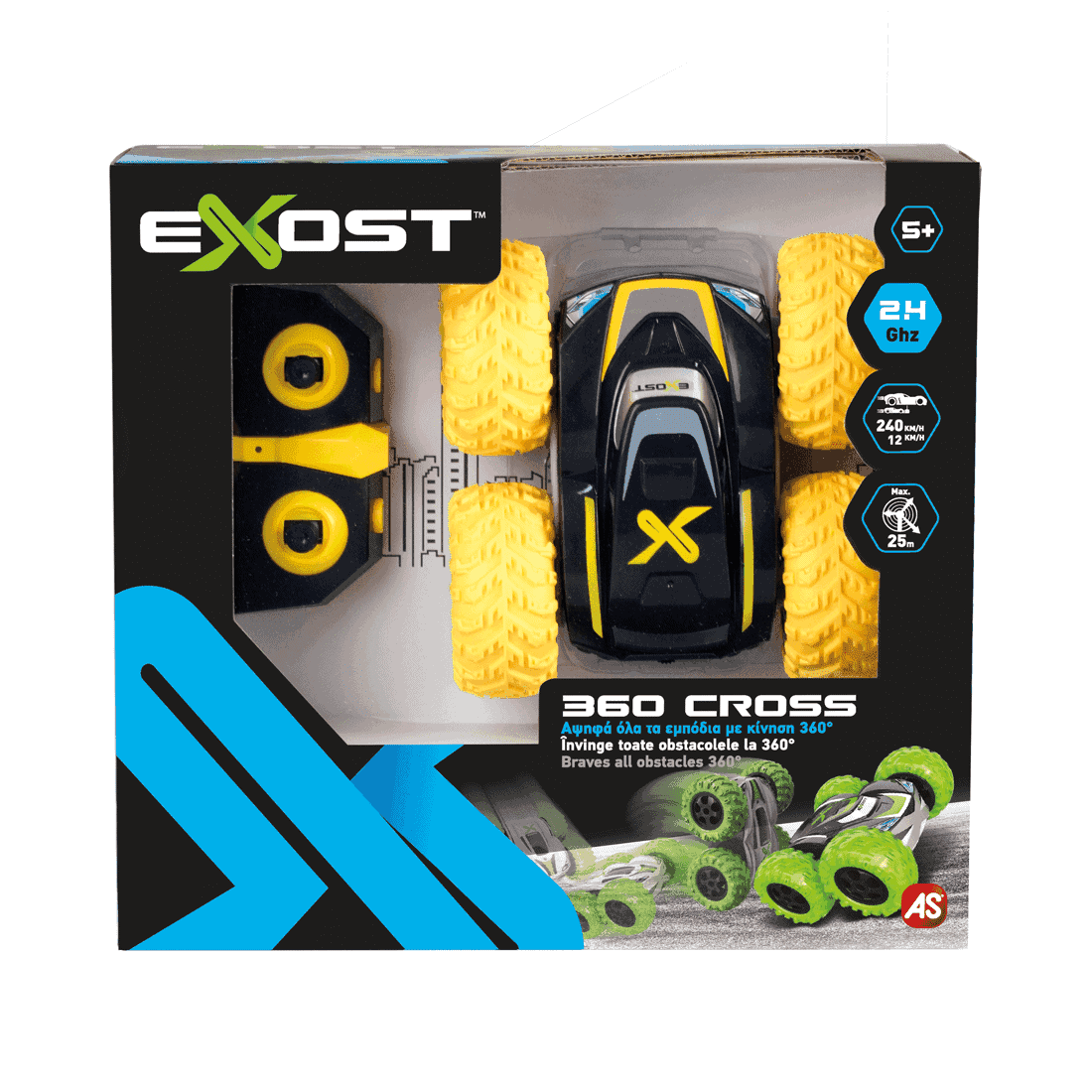 Τηλεκατευθυνόμενο Αυτοκίνητο Exost R/C 1:18 360 Cross - Μαύρο Με Κίτρινες Ρόδες