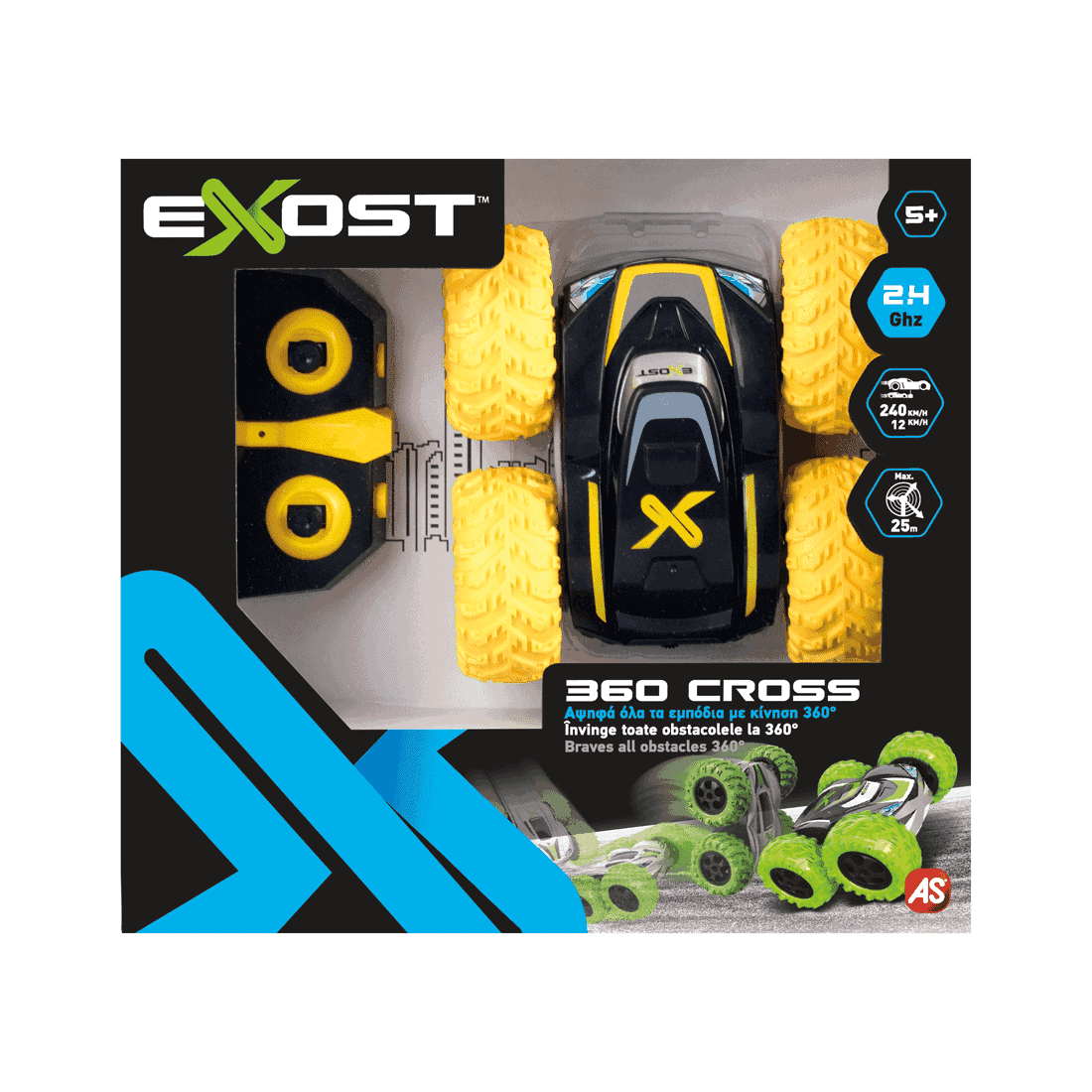 Τηλεκατευθυνόμενο Αυτοκίνητο Exost R/C 1:18 360 Cross - Μαύρο Με Κίτρινες Ρόδες