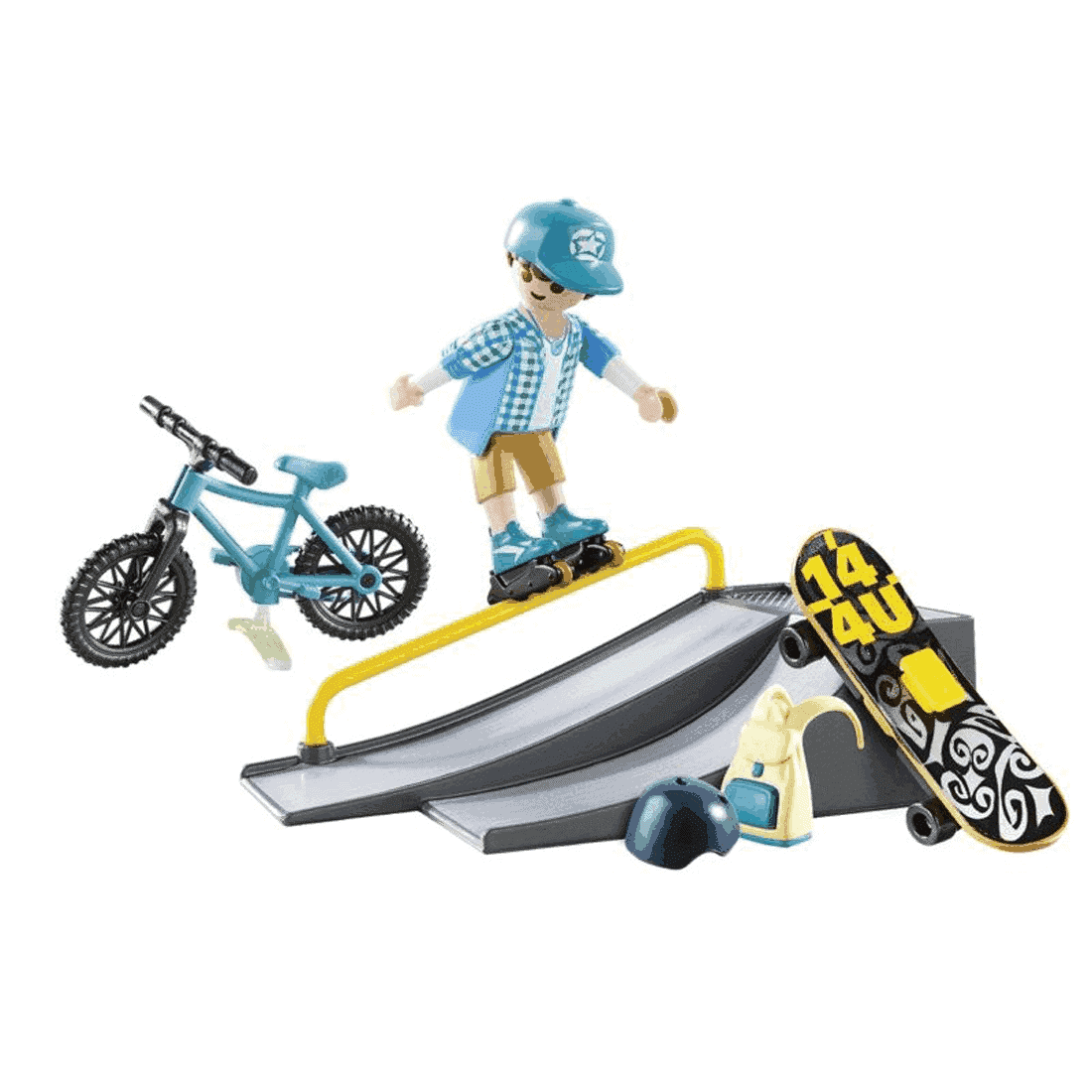 Playmobil - Βαλιτσάκι Skateboarder Με Πίστα Και Ποδήλατο