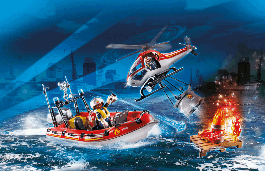 Playmobil - Πυροσβεστικό σκάφος και ελικόπτερο