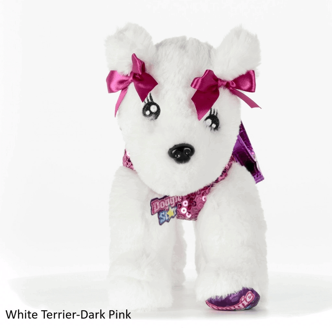 Λούτρινο - Doggie Star - Τσαντάκι Σκυλάκι (Λευκό Με Φούξια Παγέτα)