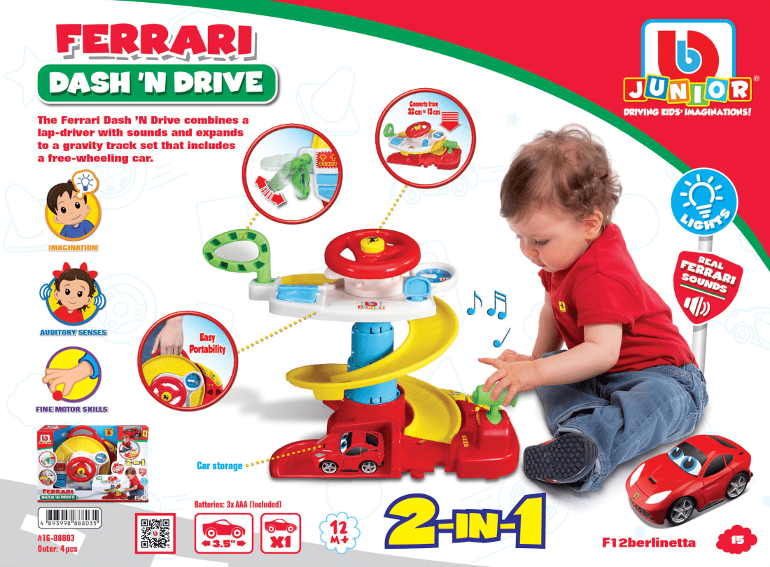 BBurago Junior Ferrari - Ferrari Dash 'N Drive - Τιμονιέρα 2 Σε 1