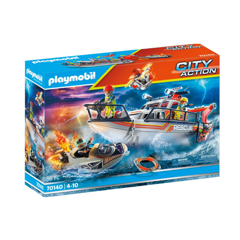 Playmobil - Επιχείρηση Πυρόσβεσης Με Σκάφος Διάσωσης
