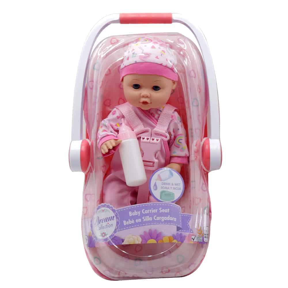 Κούκλα Μωρό Σε Πορτ Μπεμπέ - Ροζ Ρουχαλάκια