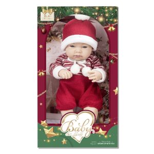 Κούκλα Μωρό 44Εκ. Με Χριστουγεννιάτικα Ρούχα - Κόκκινο
