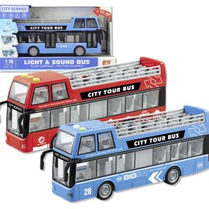 Ανοιχτό Λεωφορείο Με Κίνηση Friction, Ήχο Και Φώτα - Μπλε