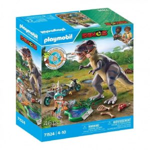 Playmobil - Τ-Rex Και Εξερευνητής Με Μοτοσυκλέτα