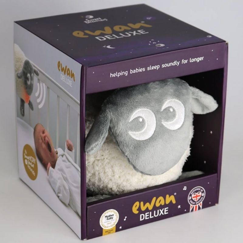 Ewan το προβατάκι DELUXE: Επαναφορτιζόμενο Βοήθημα Ύπνου Με Αισθητήρα Κλάματος Και Φως- Γκρι